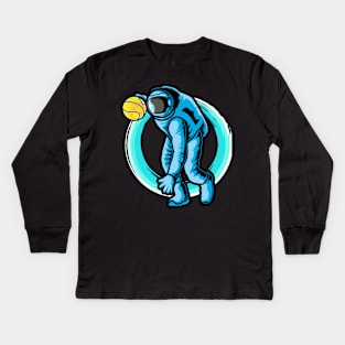 Astronaut Dribble Astro Space Kids Long Sleeve T-Shirt